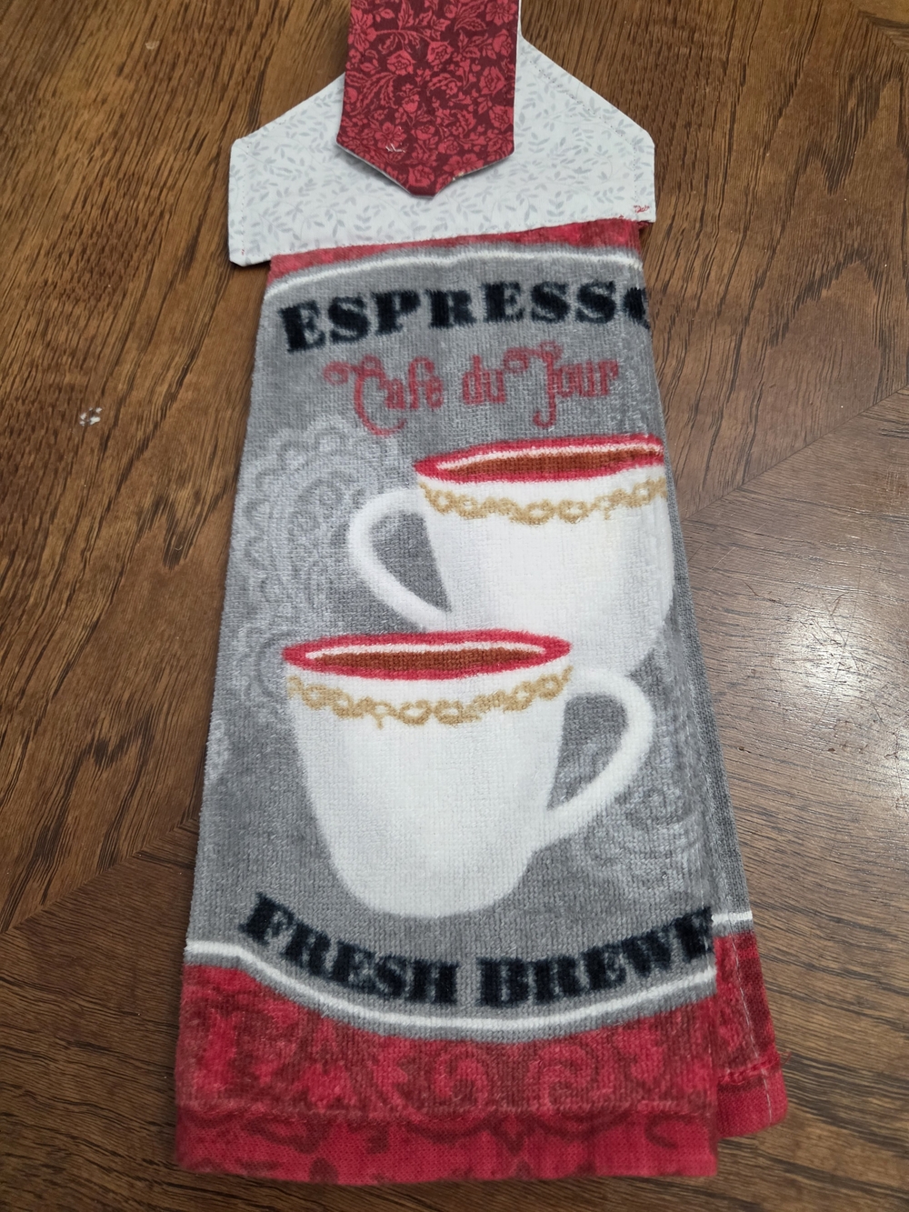Espresso Cafe du Jour Gray and Red Kitchen Towel